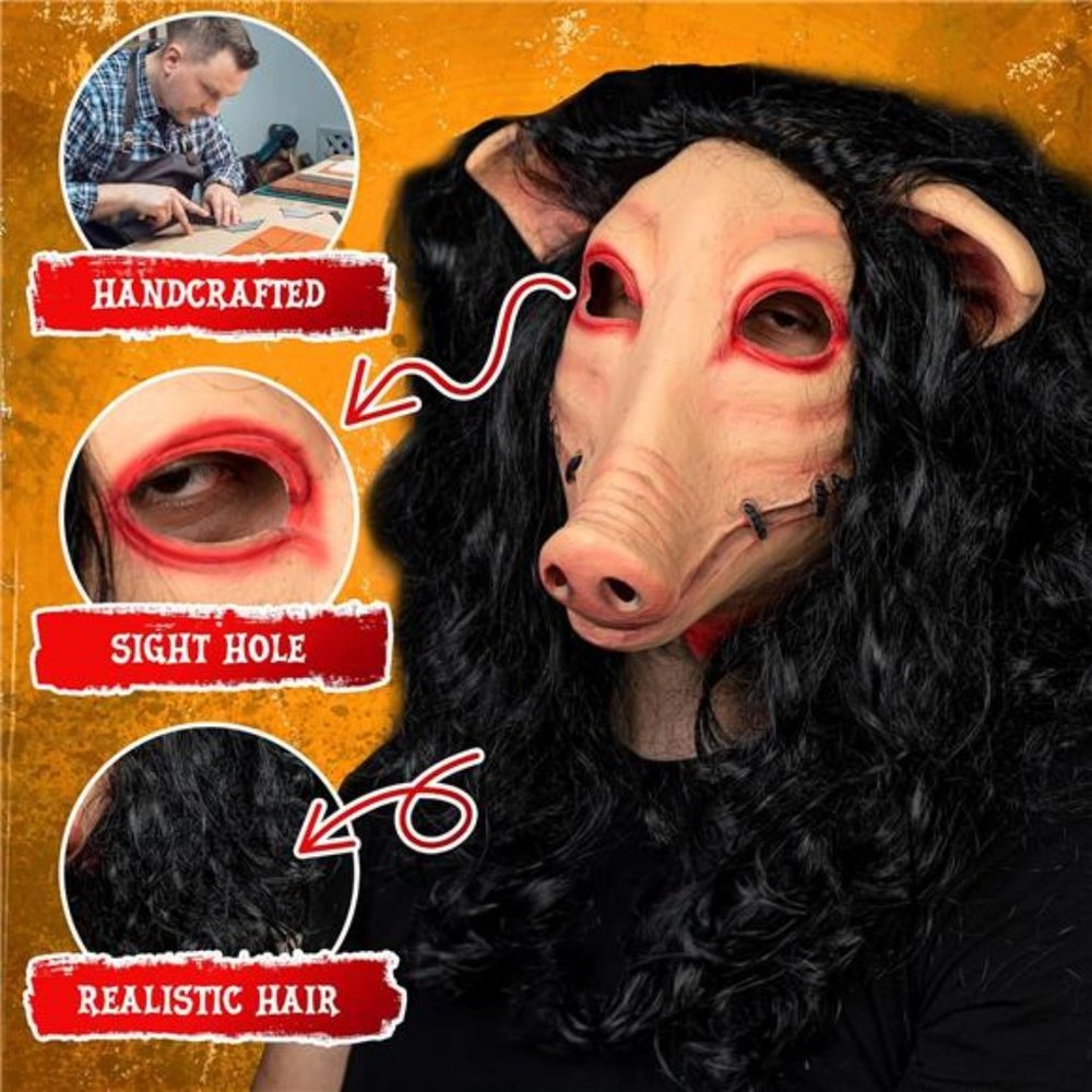 Scary Pig Mask, Jigsaw Pig Mask Halloween, Scary Latex Pig Head, Pig Face Mask - Picture 6 of 7